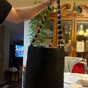 Salvatore Ferragamo Black Shoulder Bag with Gold Accents